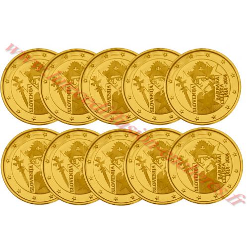 Lot de 10 pièces de 2€ Slovenie 2014 - dorée or fin 24 carats (ref.INV326387)