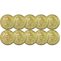 Lot de 10 pièces de 2€ Italie 2013 - dorée or fin 24 carats (refINV323283)