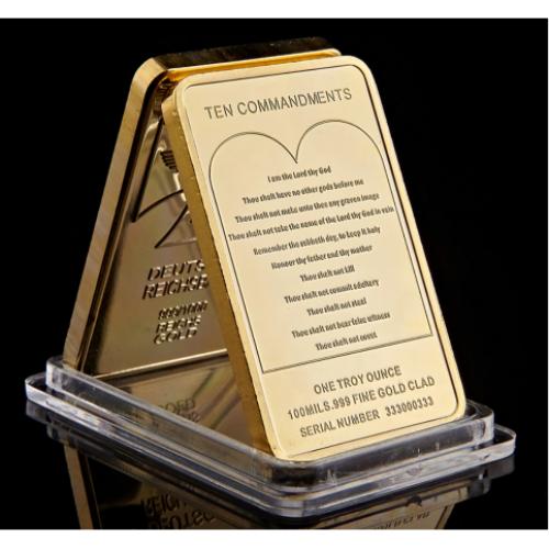 10 commandements - Lingot doré or fin 24 carats (ref52181)