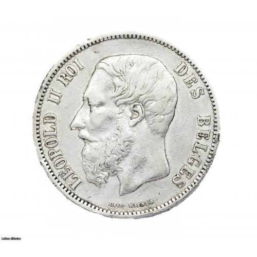 Léopold II Roi des Belges - 5 francs Argent (Ref206674)