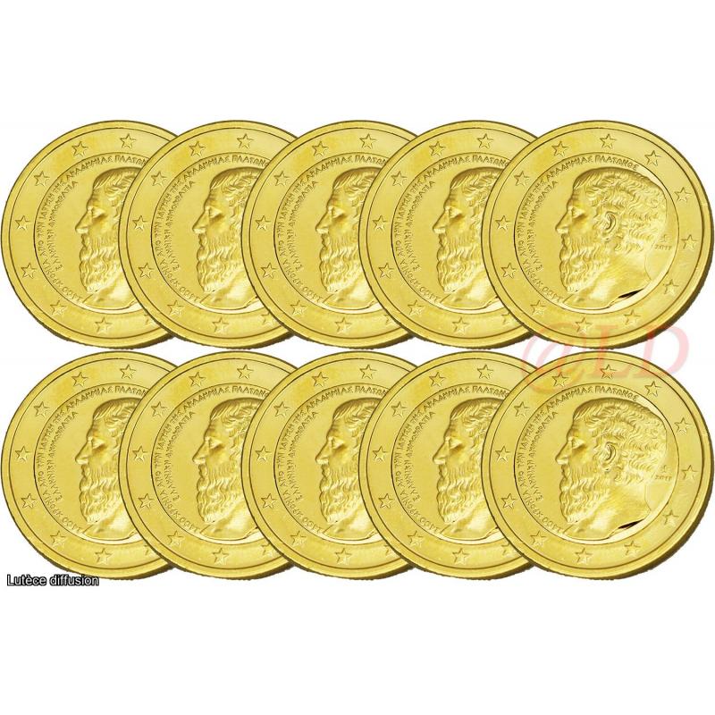 Lot de 10 pièces de 2€ Grèce 2013 - dorée or fin 24 carats (refINV324424)
