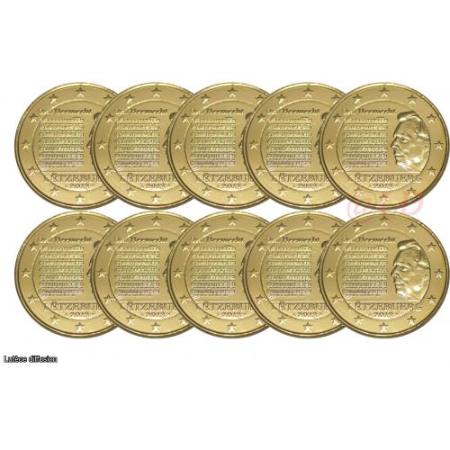Lot de 10 pièces 2€ Luxembourg 2013 - dorée or fin 24 carats (ref.inv324293)