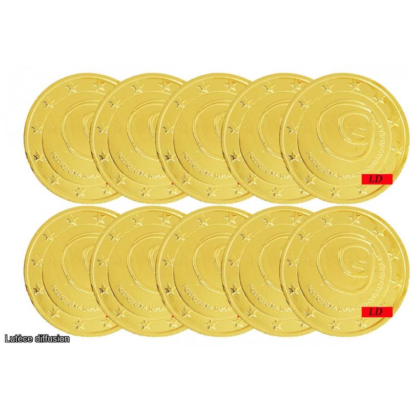 Lot de 10 pièces 2€ Slovenie 2013 - dorée or fin 24 carats (ref.inv322916)