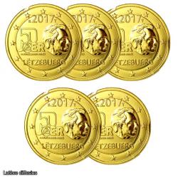LOT DE 5 - 2€ Luxembourg 2017 - dorée or fin 24 carats (ref43419)