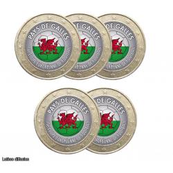 Lot de 5 pièces 1 euro Football Pays de Galles (ref45277)