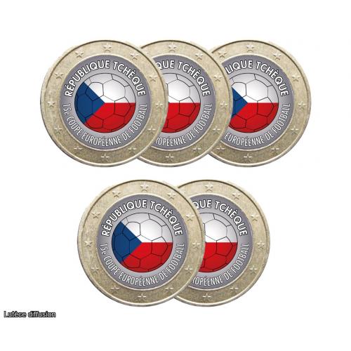 Lot de 5 pièces 1 euro Football République Tchèque (ref44993)