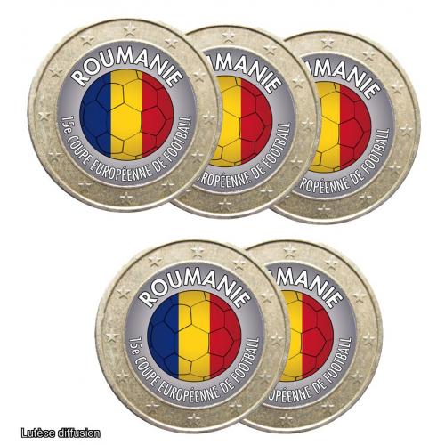 Lot de 5 pièces 1 euro Football Roumanie (ref44979)