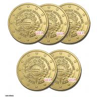 LOT DE 5 ALLEMAGNE 2012 - 2 euros DOREE OR fin (ref43307)