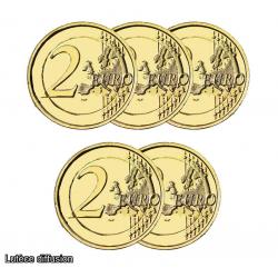 LOT DE 5 PIECES LITUANIE 2020 dorée à l'or fin 24 carats - 2€ commémorative (ref25806)