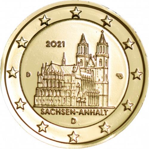 2€uro commémorative Allemagne 2021 Sachsen dorée à l'or fin 24 carats (Ref29053)