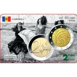 Lot des deux pièces 2€ Andorre 2020 : Les 2€ 2020 et leurs cartes commémoratives (ref26180)