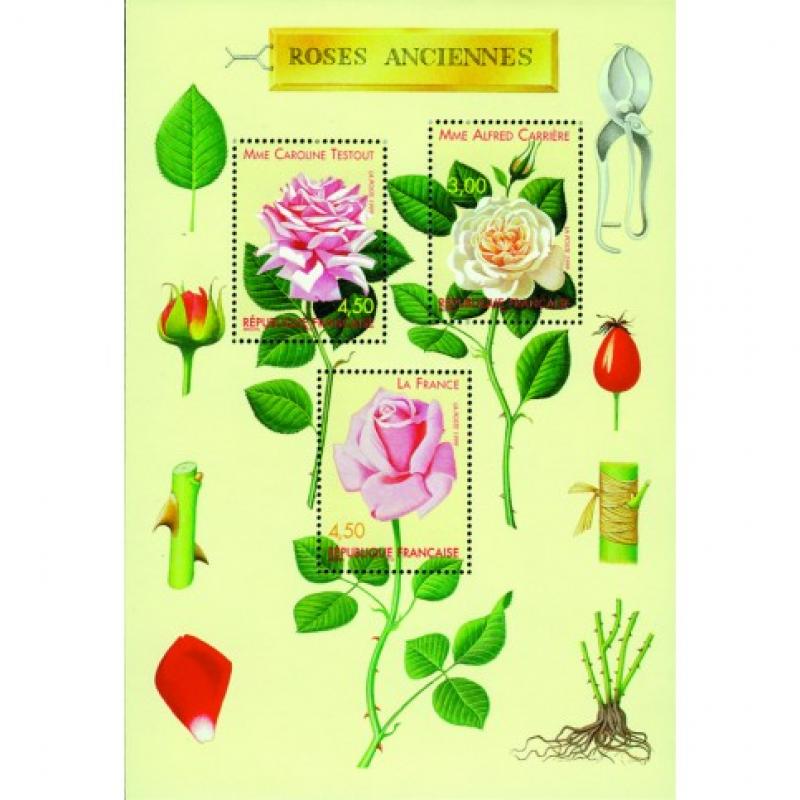 Bloc Feuillet N°24 - Roses anciennes - France (Ref662917)
