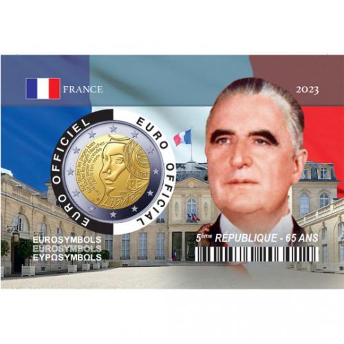 Coincard 5ème République Pompidou – 2 euros France République (ref57593m)