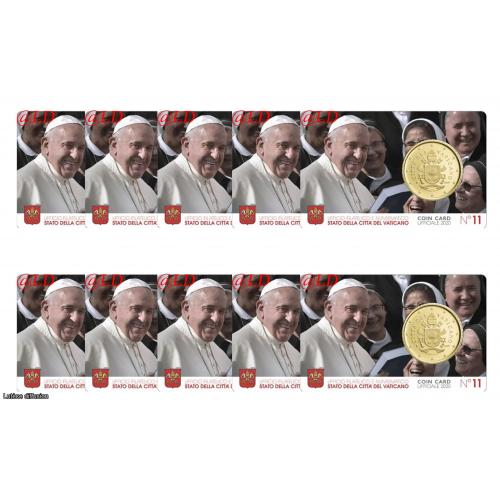 Vatican 2020 : LOT DE 10 Coincards euro Pape François (ref25156)