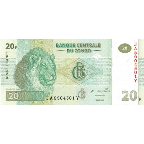 Congo - Billet 20 Francs (Ref266537m)