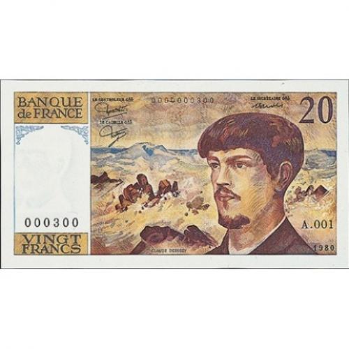 France - 20 francs Debussy – Belle Qualité (ref639384)