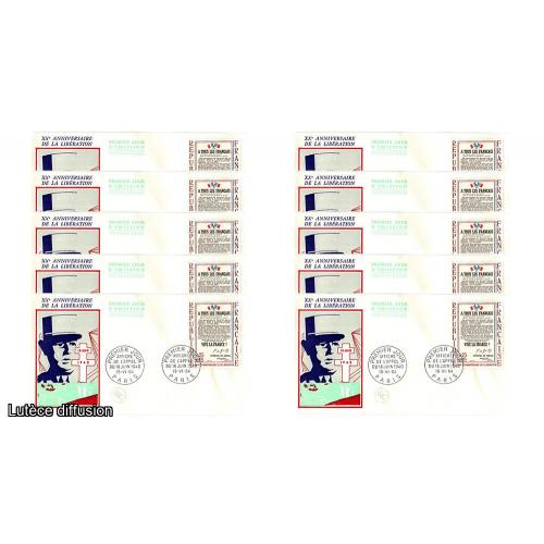 Lot de 10 enveloppes 1er jour XXe Anniversaire de la Libération  (ref42311)