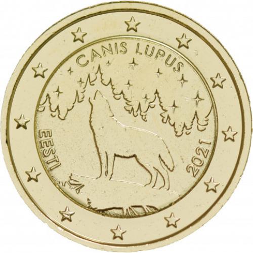 2€uro commémorative Estonie 2021 Le Loup dorée à l'or fin 24 carats (Ref30619)