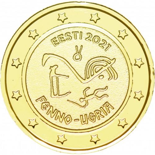 2€uro commémorative Estonie 2021 Peuples dorée à l'or fin 24 carats (Ref29660)