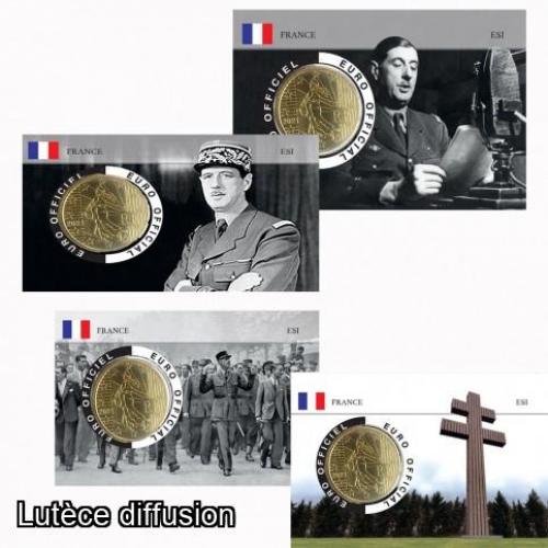 Lot de 4 Coincards France 2021 - Charles de Gaulle - 50centimes (ref28562)