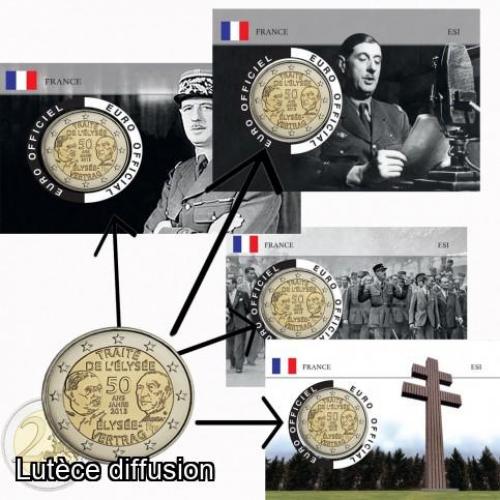 LOT de 4 Coincards France 2013 - Charles de Gaulle - Traité de l'Elysée (ref28579)
