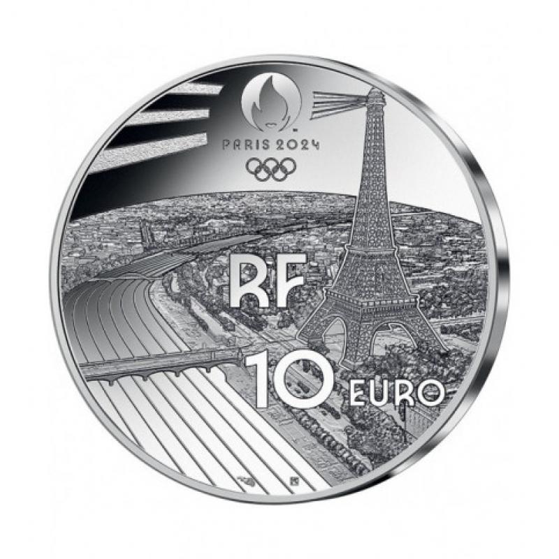France 2021 - Paris 2024 JO –10€ Argent Tennis (ref29996)