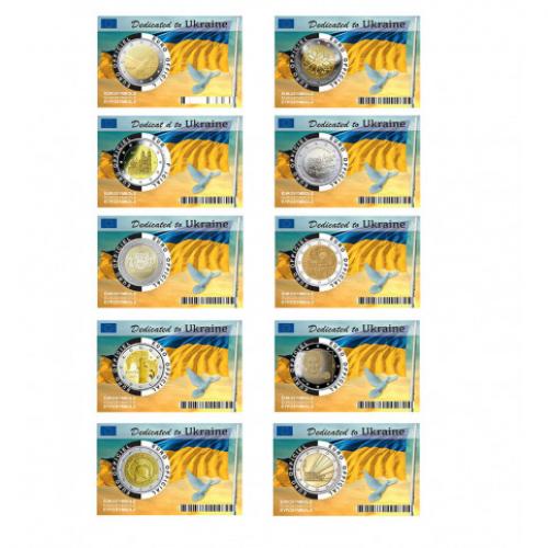 2 € Coincards 2022 - 10 x Coincards Ukraine -Collection complète - 2 euros commémoratives (ref54594m)