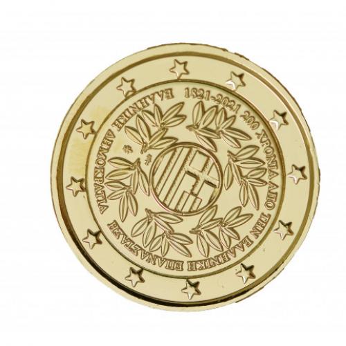2€uro commémorative Grèce2021 200 ans dorée à l'or fin 24 carats (Ref29077)