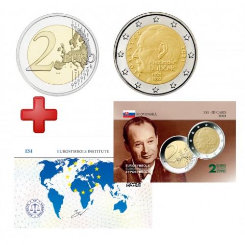 2 euros Slovaquie 2021 Dubcek + carte commémorative (Réf101951)