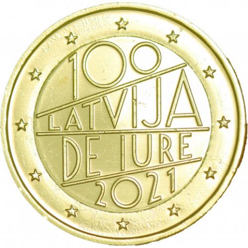 Lettonie 2021 100 ans - 2 euro dorée à l'or fin 24 carats Réf30657