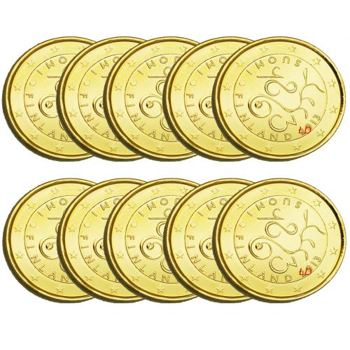 Lot de 10 pièces 2€ Finlande 2013 Parlement - dorée or fin 24 carats (ref inv324167)