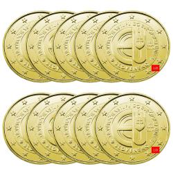 Lot de 10 pièces 2€ Slovaquie 2014 - dorée or fin 24 carats (ref inv325058)