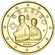 2€uro commémorative Italie 2021 Merci dorée à l'or fin 24 carats (Ref29589)