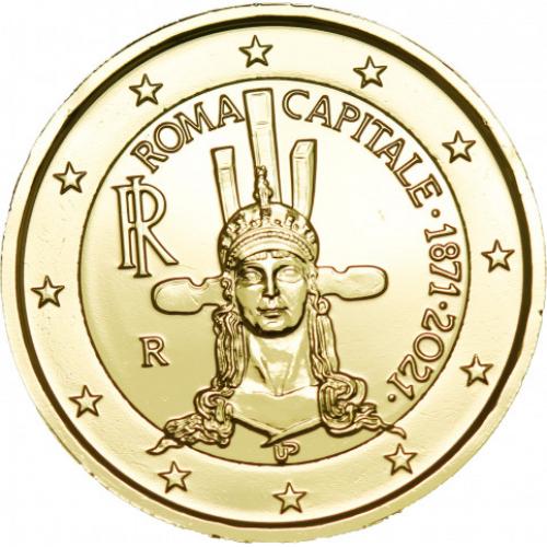 2€uro commémorative Italie 2021 Rome dorée à l'or fin 24 carats (Ref29091)