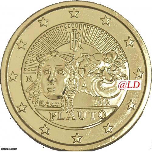 Italie 2016 Plaute - 2 euros dorée or fin 24 carats (ref329443)