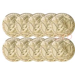 Lot 10 pièces de 10 Francs Jimenez dorées OR (ref266575)
