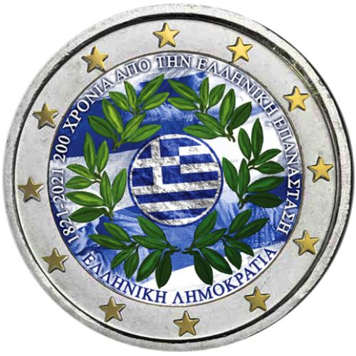 Grèce 2021 - 2 euros commémorative en couleur - 200 ans (ref30264)