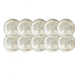Lot de 10 pièces 100 Francs Argent Panthéon (ref.206593)