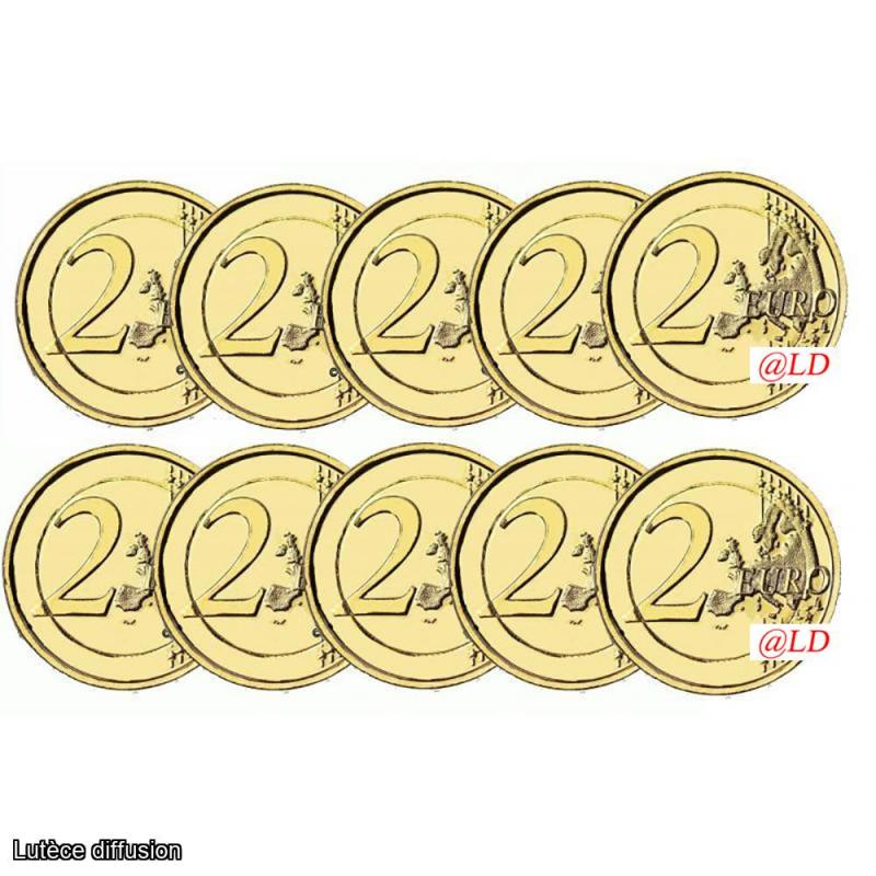 Lot de 10 pièces de 2€ Belgique 2011- dorée or fin 24 carats (ref. 41844)
