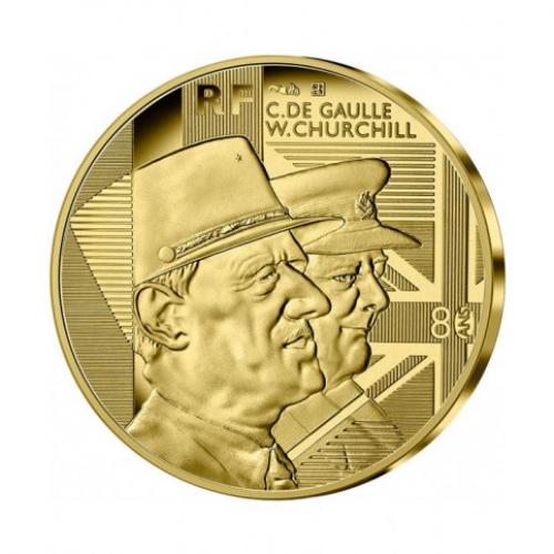 Monnaie de Paris -50 euros Or – Couples binationaux De Gaulle & Churchill (Réf30402)