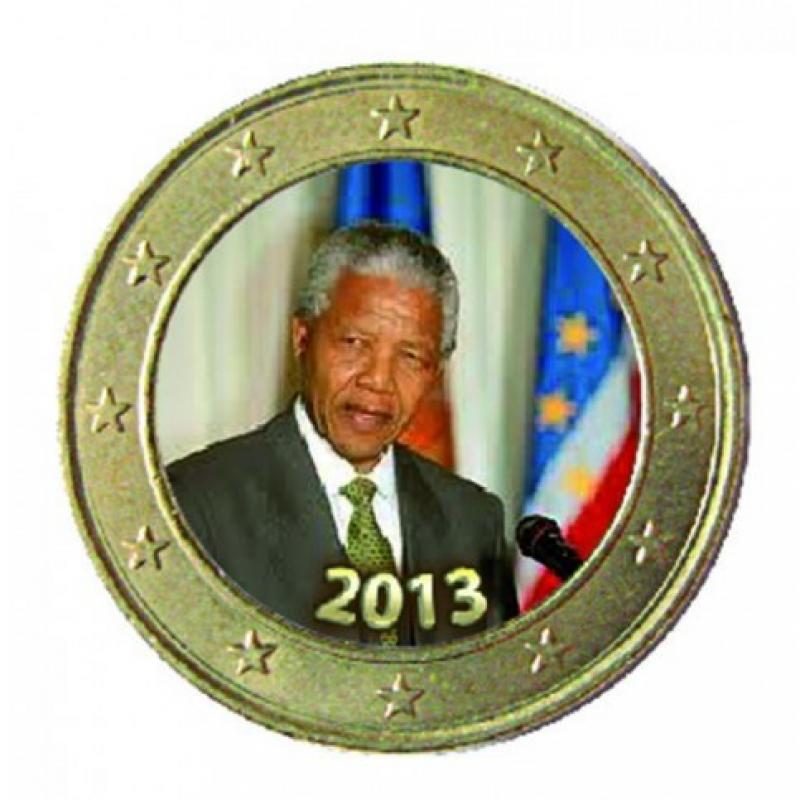 Nelson Mandela - 1 euro domé couleur (ref323821)
