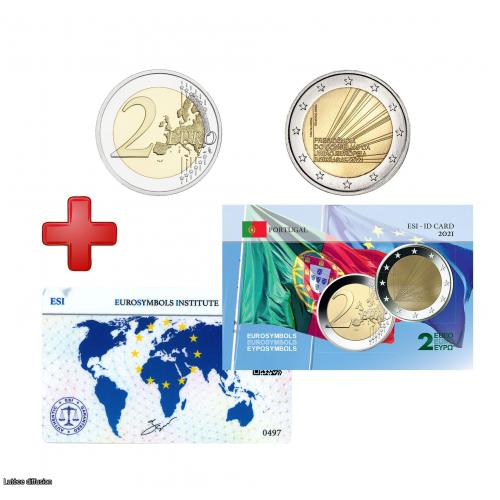 Lot 2€ Portugal 2021 : la 2€ 2021 et sa carte commémorative (ref100565)