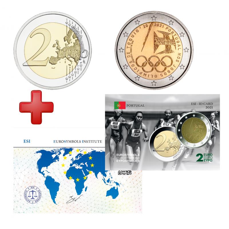 Lot 2€ Portugal 2021 : la 2€ 2021 et sa carte commémorative (ref100572)