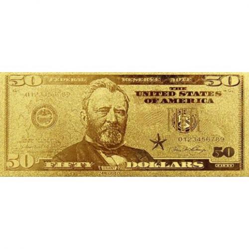 Billet 50 Dollars US dorée à l'or fin - reproduction (Ref260665)