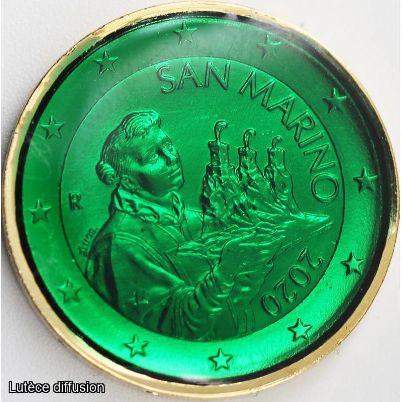 2€ Saint Marin 2020 - dorée or fin 24 carats ÉMERAUDE (ref.46449)