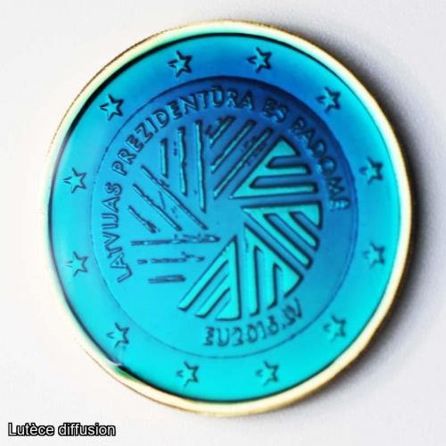 2€ Lettonie 2015 - dorée or fin 24 carats SAPHIR(ref.42023)