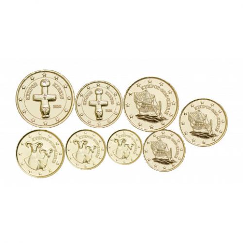 Série euros complète Chypre - dorée OR (ref30776)