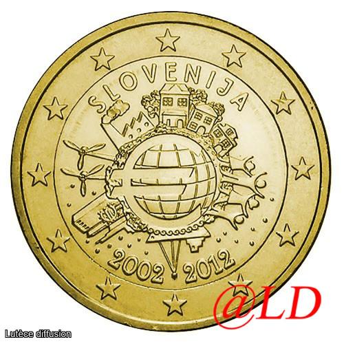2€ SLOVENIE 2012 10 ANS - dorée or fin 24 carats (ref321520)