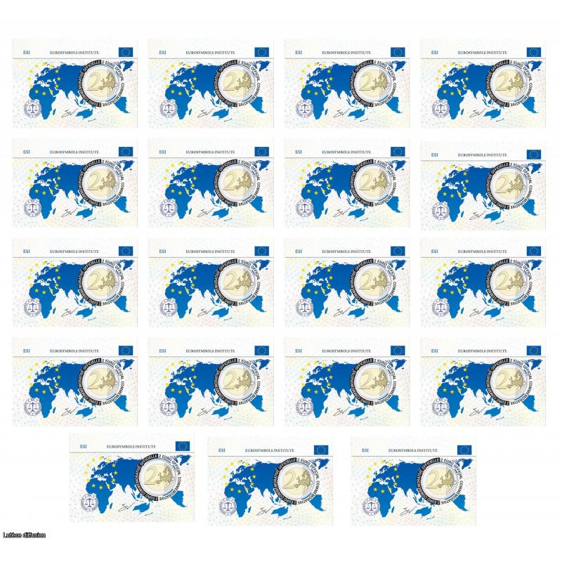 Série complète 19 coincards - 2€uros -  Drapeau (Ref28429)