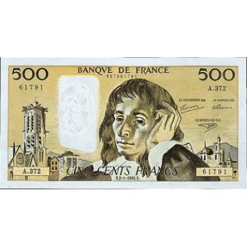 France - 500 francs Pascal Belle Qualité (ref640140m)